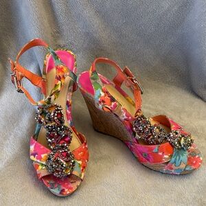 Gianni Bini Vibrant Floral Wedge Sandals